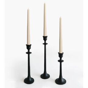 Iron Taper Candle Holder - Set of 3 Decorative Candle Stand - Candlestick Holder for Wedding, Dinning, Party - Black