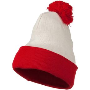 Unisex Acrylic Red White Long Beanie Waldo Costume Crown 8'' Deep Cap