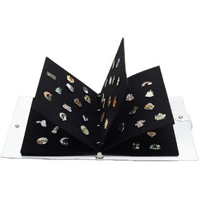 BENECREAT 8 Pages A4 Portable Enamel Pin Book, Pin Display Binder, Pin Collection Book with Black Felt Pages, Clear PVC Cover, Pin Trading Book for Lapel Pins Collect Enthusiasts