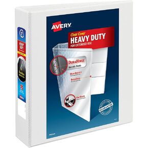 Avery Heavy-Duty View 3 Ring Binder, 3" One Touch Slant Rings, Holds 8.5" x 11" Paper, 1 White Binder (05604)