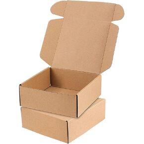 HAKZEON 100 Pack 4 x 4 x 2 Inches Brown Corrugated Box Mailers, Strong Small Shipping Boxes, Corrugated Cardboard Boxes for Packing, Moving, Transporting Small items, Small Crafts