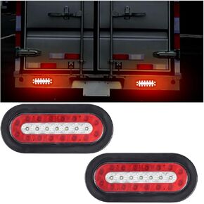 2PCS 6 Inch Oval LED Trailer Tail Lights, 23LEDs Waterproof Truck Stop Brake Running Reverse Backup Marker Lamp with Grommet Mount, Auto Lighting Kit, Universal for Lorry, Truck, RV