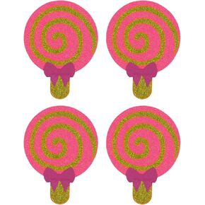 Lollipop Stickers Glitter Disposable Nipple Pasties 2 Pairs Orange