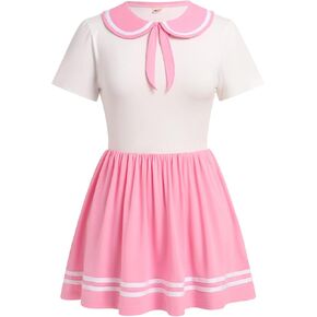 ABAFIP Women's One Piece Bodysuit Pajamas Romper Short Sleeve Doll Collar Pjs Nightwear Rompers Dress