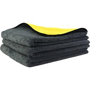 Proje DryPRO - Large Microfiber Drying Towel - 800 GSM Car Detailing Cloth - Super Absorbent - Scratch Free and Lint Free - Wont Bleed - One Pass Drying Towel - 16"x24" Gray/Yellow 3-Pack