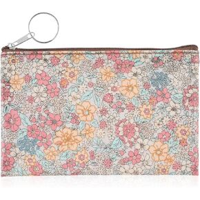 Small Coin Purse for Women, Boho Wallet Coin Bag with Keychain Zipper Pouch Change Wallet Cash Lipstick Storage(Beige)