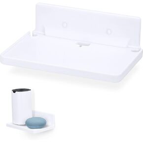BRAINWAVZ 6.7" Adhesive Floating Wall Shelf for Small Speakers, Deco, Plants, Baby Monitors, Toys, Bathroom, Kitchen & More, Easy to Install, No Screws & Mess, 6.7" x 4.1 (SHELF200-White)