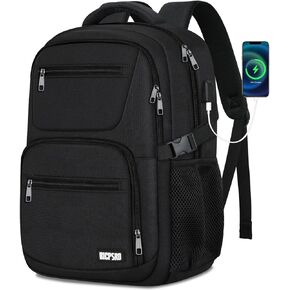 Black Backpack for Men Women, School Backpack for Boys Girls Teens, Book bag with USB Charging Port, Bookbag Fits15.6 Inch Laptop with USB Charging Port,Work Business Mochila para hombre