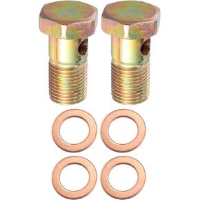 X AUTOHAUX 2 Set Banjo Bolt Brake Fitting Adapter Kit M16x1.5 Brake Line Thread Single Banjo Bolt with 16mm Washers