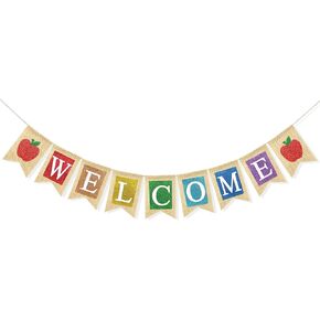 Welcome Banner for Back to School Decorations, First Day of School Banner Welcome Sign for Classroom Decorations Office Home Decor School Party Supplies
