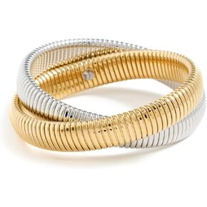 ADINA EDEN Women's Chunky Two-Tone Double Intertwined Snake Bracelet in Kuwait