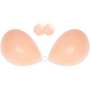 GTETKDE Adhesive Bra for Women Strapless Sticky Invisible Boobspush up Silicone Bra for Backless Dress with Nipple Covers