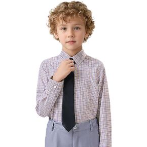 Boy Long Sleeve Dress Shirts for Teens, Toddler Boys Kids Collared Button Down Uniform Shirt, Size 2T-20