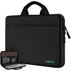 Hseok Laptop Case 13.3-14 Inch Briefcase, 180 Opening Water-Resistant & Shockproof Bag with Soft Velvet Lining, Compatible with MacBook Pro 14", Mac Air/Pro 13.3", XPS 14/13 and 13"-14" PC,Red Edge