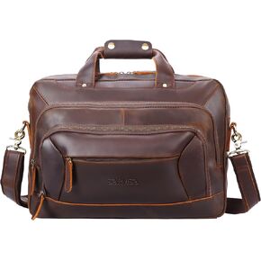 STAR VISTA Brela 15.6" Laptop Messenger Bag, Full Grain Leather Briefcase for Men, Women, Business Travel, YKK Zippers and Brass Hardware