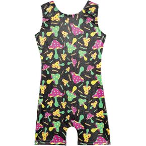 Leotard for Girls Gymnastics with Shorts Sparkly Shinny Cute Floral Plant Pattern 2-10 Years