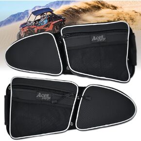 Door Bags Compatible with RZR 1000 Turbo S 900 - Side by Side Storage Accessories with Knee Pad (Sold as a pair) (Black, Front/2 Seat)