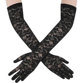 Lace Gloves Long Opera Gloves Elbow Length for Women 80s Tea Party Dress Costume Floral Prom Gloves Wedding Cosplay1920s