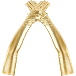 Opera Gloves, Long Gloves Women Formal Elbow Length Gloves Shiny Metallic Gloves for Halloween Costume Evening Party