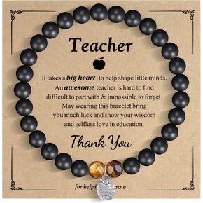 AILUOR Teacher Appreciation Gifts, Personalized Teacher Gifts Natural Stone Bracelet Teacher Gifts for Women, Thank You Gifts for Teacher End of Year Teacher Gifts Meaningful Gifts with Gift Message Card