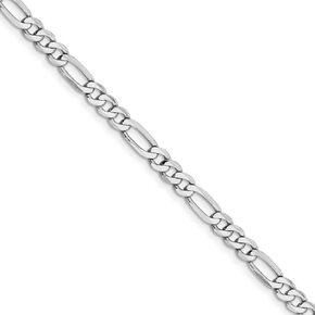 The Black Bow 4.5mm, 14k White Gold, Flat Figaro Chain Necklace