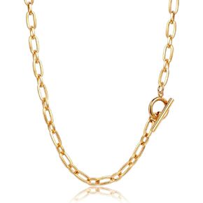 18K Gold Plated Paperclip Chain Necklace for Women Dainty Gold Paperclip Link Chain Necklace for Women