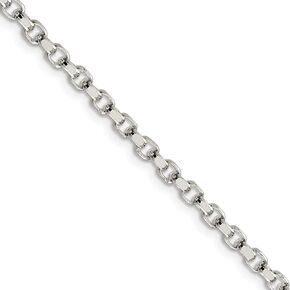 The Black Bow 3.5mm, Sterling Silver Solid Diamond Cut Rolo Chain Necklace