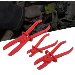 3 PCS Car Hose Cut-off Clamp Pliers, 6.10In 7.28In 9.84In Durable Plastic Vehicle Sealing Pliers Set for Fuel Hoses, Universal Waterproof Automotive Repair Accessories for Truck SUV Car (Red)