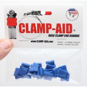 Marine Fuel Hose Clamp Safety Caps by Clamp-aid. For 5/16" wide bands. Package of 20. Color: Blue