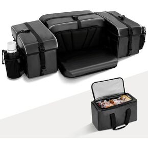 ATV Rear Storage Bag with Cooler Insulated Bag - 63L Cargo Rear Seat Bags, with Soft Seat Cushion, Waterproof Cover & 13L Cooler Bag -for Polaris, Can-Am, Kawasaki, Arctic Cat, CFMOTO