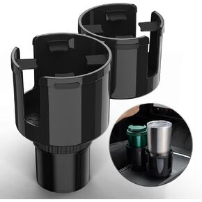 Car Cup Holder Expander, Cup Holder Extender Adapter for Car, 2 in 1 Cup Holder Insert with Expandable Base, Fits Yeti, Hydroflask, Large Water Bottles 10-46 OZ