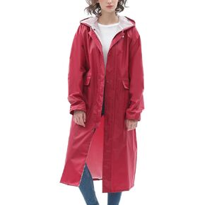 Waterproof Long Rain jacket Lightweight Hooded Raincoat with Reflective Strip Safety Raincoat for Men Women Adult