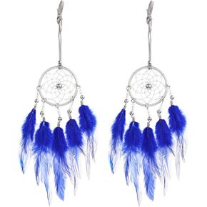 uxcell 2pcs Dream Catchers, Small Handmade Feather Dreamcatcher Supplies Car Charm with Crystal Beads Wall Hanging Decor for Home Car Decoration Ornament Women Friend Gift, White