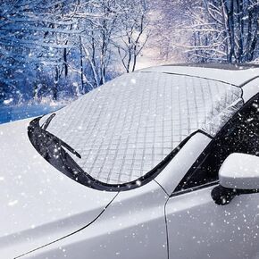 Helloleiboo Car Windshield Snow Cover Ice Cover with 2 Layers Protection, Waterproof Sunshade Universal Fit Most Car, SUV, Truck, Van