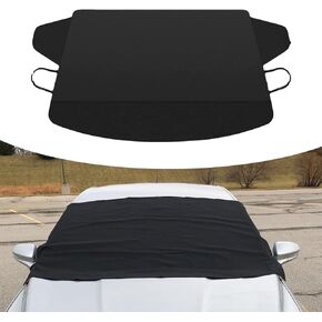 1 PC Car Windshield Snow Cover, 75In x 42.25In Oxford Dustproof Vehicle Windshield Protective Accessories, Universal Foldable Waterproof Snow Shield for SUVs Trucks Cars (Black)
