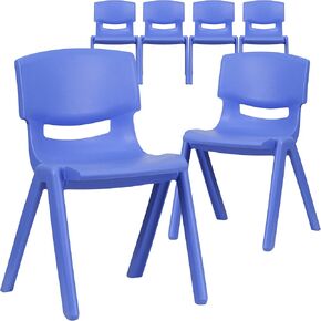 Flash Furniture 6 Pk. Blue Plastic Stackable School Chair with 13.25'' Seat Height