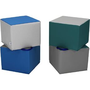 مجموعة وسائد Carry Me Cube للأطفال من FDP SoftScape، مقاعد إسفنجية مرنة ملونة لمرحلة ما قبل المدرسة والأطفال للقراءة واللعب؛ للرعاية النهارية والفصول الدراسية وغرفة اللعب (4 قطع) - أزرق داكن/أزرق فاتح، 14117-NVPB