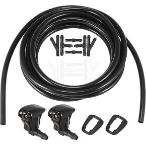ACROPIX Front Windshield Washer Hose Kit Fit for Mazda 6 with 3 Meter Washer Fluid Hose 12 Pcs Hose Connectors - Pack of 15 Black