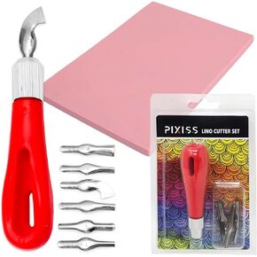 Rubber Block Stamp Carving Block Stamp Making Kit with Cutter Tools, 1 Carving Rubber Stamp for Printmaking, Printing and More