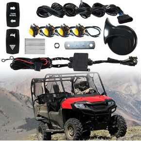 Pre-Wired ATV UTV Turn Signal Kit Compatible With Polaris, Can-Am, Kawasaki, Arctic Cat, CFMOTO, Pioneer,Dirt Bike Street Legal Kit
