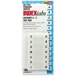 Redi-Tag Permanent Alphabetical Tab Indexes - 104 x Tab - PrintedA-Z - 104 / ...