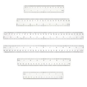 6 Pack Clear Plastic Ruler 6 Inch 8 Inch 12 Inch Flexible Transparent Ruler Small Straight Edge Ruler Measuring Tool Rulers Bulk for Kids School Classroom Drawing Journaling