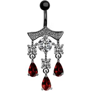 Black Belly Button Rings 14G - 3 Pcs Barbell Piercing Jewelry Stainless Steel, Spider Red Zircon Dangle Navel Belly Piercing for Women and Men