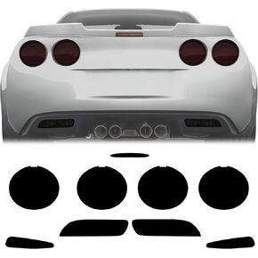 NDRUSH Smoked Taillight Rear Marker Lights Vinyl Tint Film Precut Overlay Tail Light Wrap Cover Compatible with Chevy Corvette 2005-2013