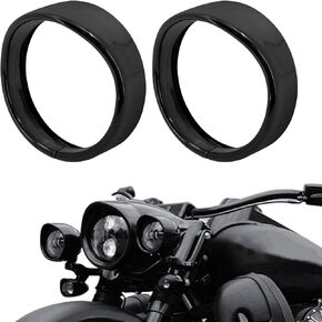 Motorcycle 4.5'' Auxiliary Fog Light Trim Ring Cover 4 1/2" LED Passing Lamp Trim Rings Visor Style Fit for Harley Touring Electra Glide Road King (Gloss Black)