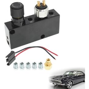 munirater 3/16 Adjustable Proportioning Valve & Distribution Block Brake Disc with Five Stainless Steel Fittings Replacement for Impala/Gto 442 Gs/Firebird/Nova/Trucks 1955-1974