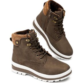 kufeiti Women's Winter Boots Black Combat Boots for Women Platform Waterproof Fuzzy Snow Ankle Boots with Side Zipper in Kuwait