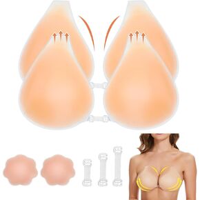 Sticky Bra 2Pairs Adhesive Strapless Bra for Women Backless Invisible Breast Lift Silicone Stick On Bra with Gift Box