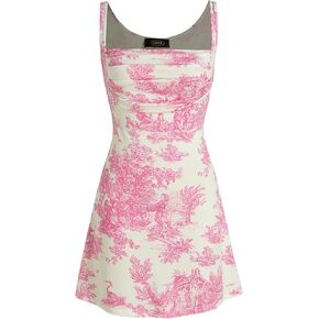 CIDER Toile de Jouy Ruched Mini Dress