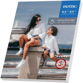 FANTAC Ultra Premium Photo Paper 8.5 x 11 In Luster Photo Printer Paper 250gsm for Inkjet Printer Water-Resistant Semi Gloss 50 Sheets 66lb